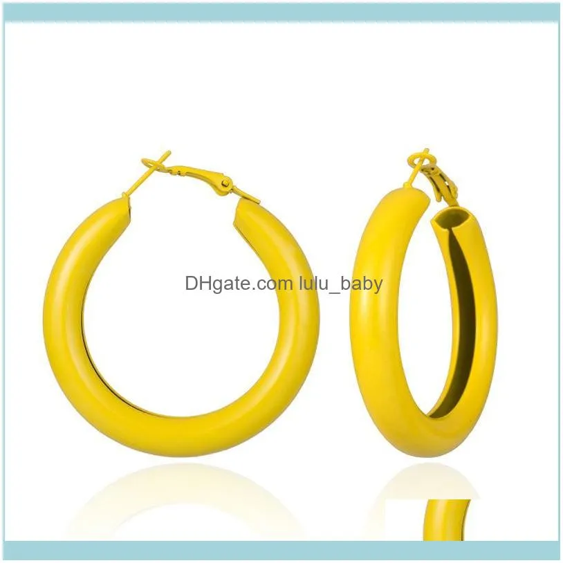 Arrive Candy Color Hoop Earrings For Women Metal Geometric Round Tube Earring Female 2021 Fashion Jewelry Hollow Earings & Huggie