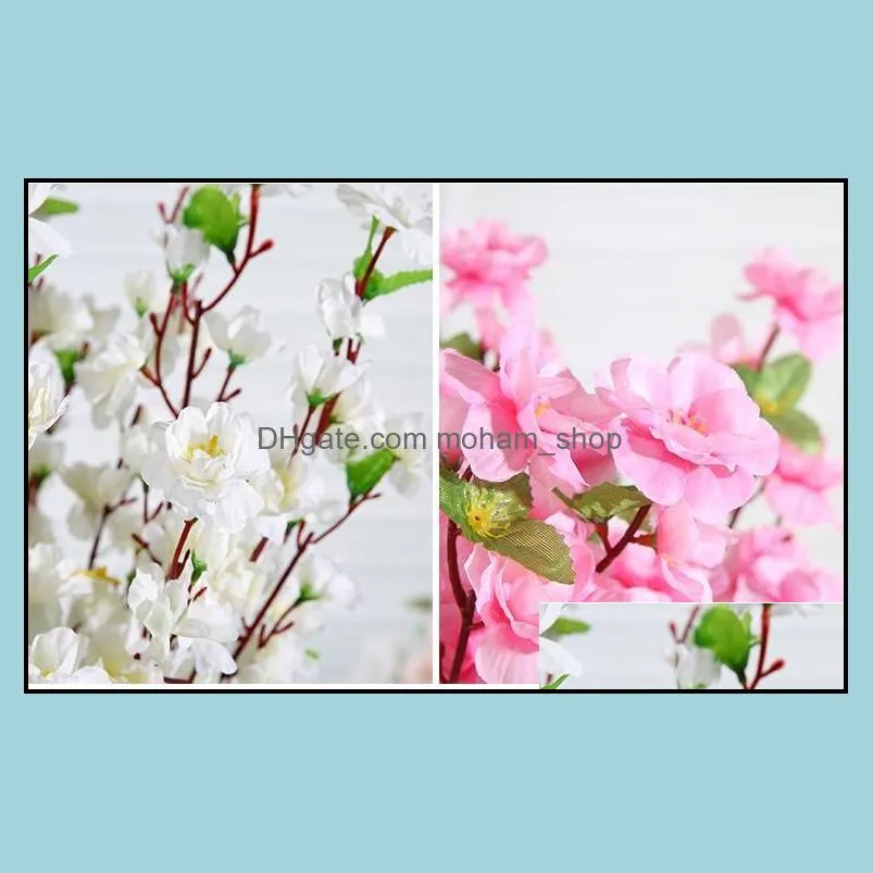 65CM long Artificial Cherry Spring Plum Peach Blossom Branch Silk Flower Tree For Wedding Party Decorations supplies