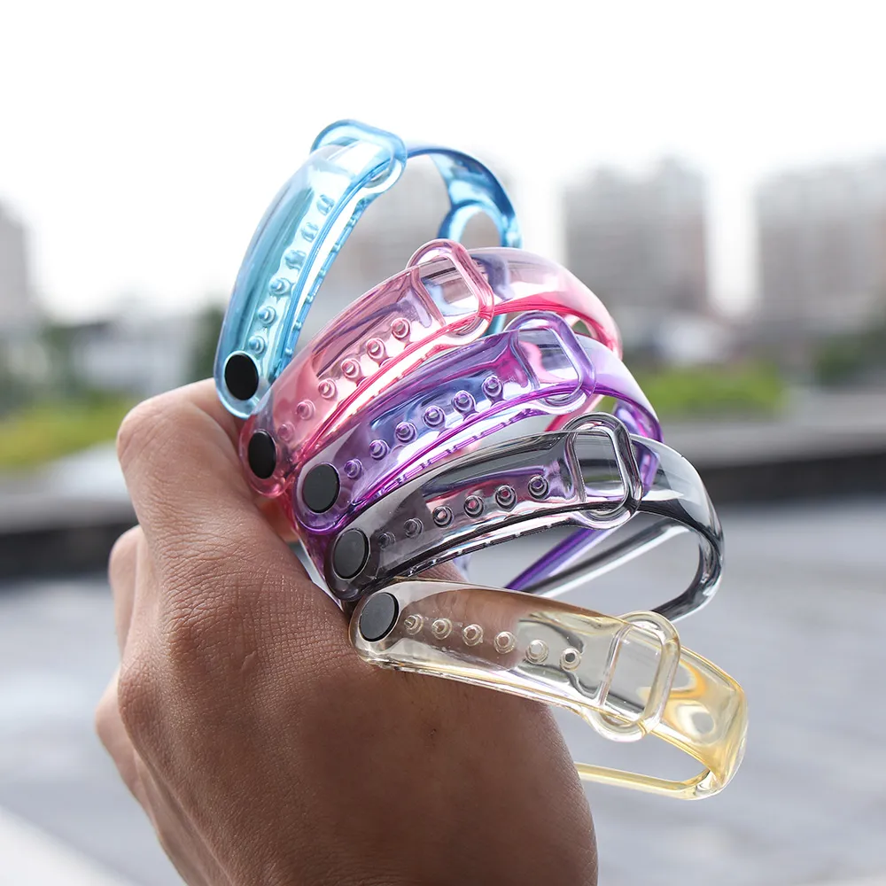 Przebarwienia Xiaomi Bransoletka Sportowa Przezroczyste Silikonowe Zmiana w The Sunlight Color Watch Band dla Xiao MI 6 5 4 3 Series Smart Watchs Strap