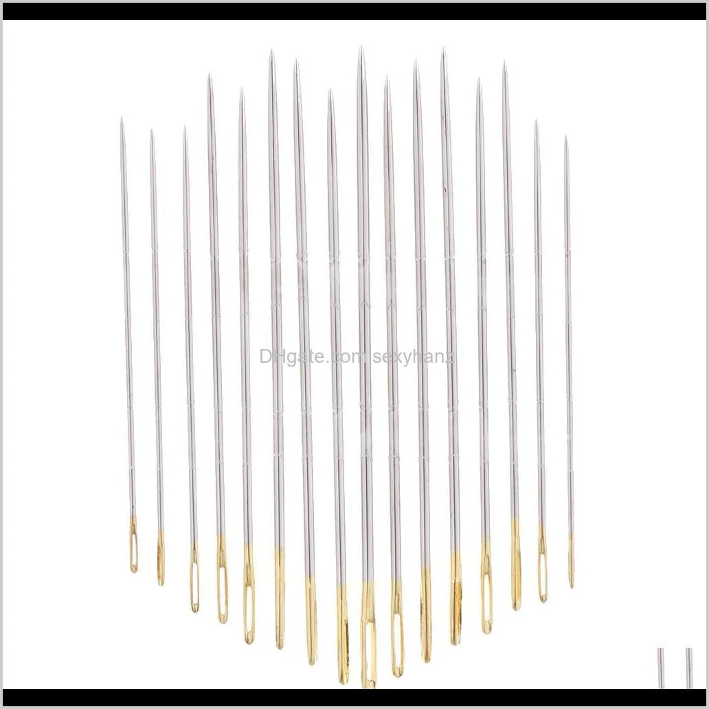 16pcs/set steel hand sewing needles for embroidery cross stitch gold eye