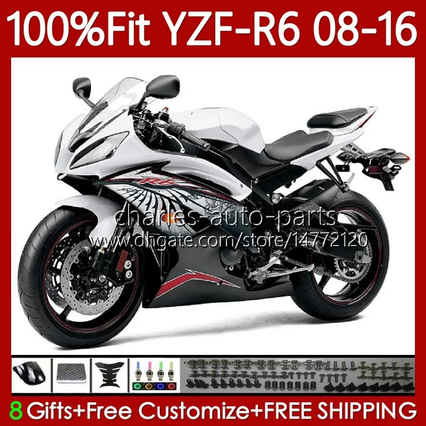  Full White Moto Fitting For Yamaha YZFR6 YZF R6 YZF-R6