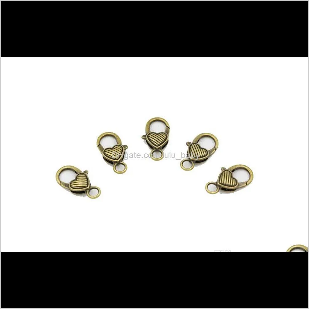 new diy fashion jewelry accessory metal vintage bronze heart waterdrop hooks lobster clasps for jewelry making