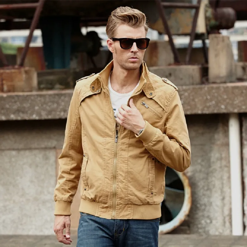 Mens khaki military deals style jacket