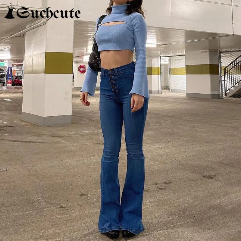 90s Aesthetic High Waist Flare Jeans Pants For Girls 2021 Spring Sexy Slim  Outfits Denim Trousers Pantalones De Mujer Women's & Capris