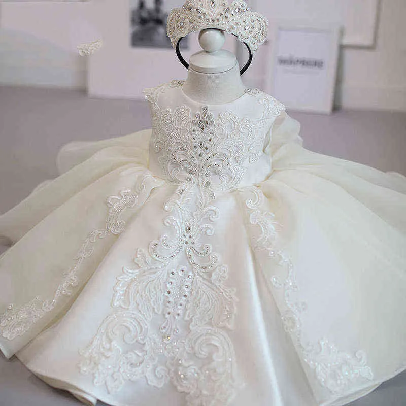 Baptême cérémonie blanche robe fille perle 1ère anniversaire robe bébé fille robe élégante robe princesse fête fête baptême vestidos g1129