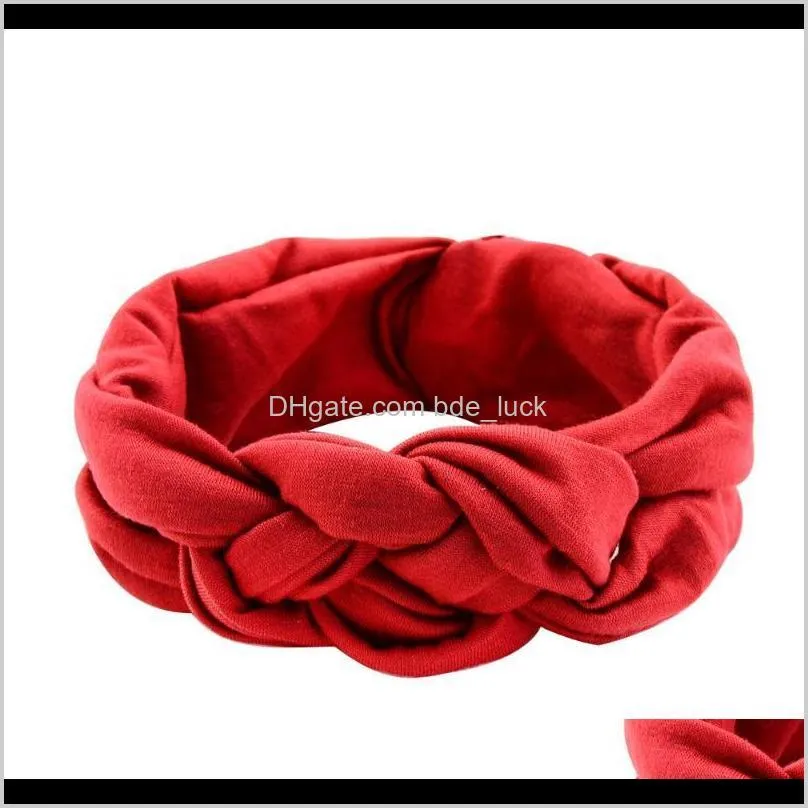 1piece Soft Solid Headbands For Kids Girls Cross Turban Handmade Bow Knot Wide Head Wrap Elastic Hairbands Bandanas 894