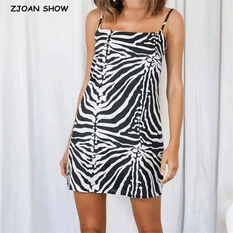 Spaghetti Strap Summer Dresses: Zebra Print Sling Dress, Womens