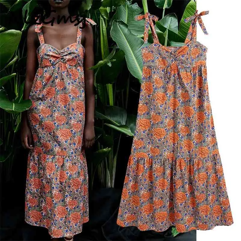 Midi Dres Långjusterbara bredband Ruffle Slip Summer Es Vintage CottageCore 03 210628