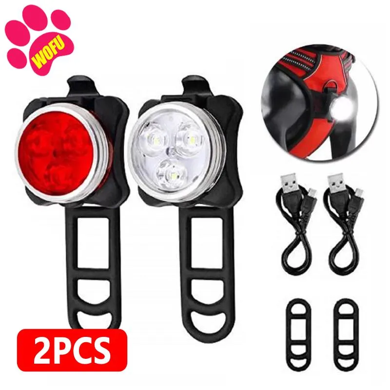 Chien de sécurité pour animaux de compagnie lumière LED 4 Modes USB Rechargeable chiens nuit en plein air pour collier harnais laisse colliers laisses