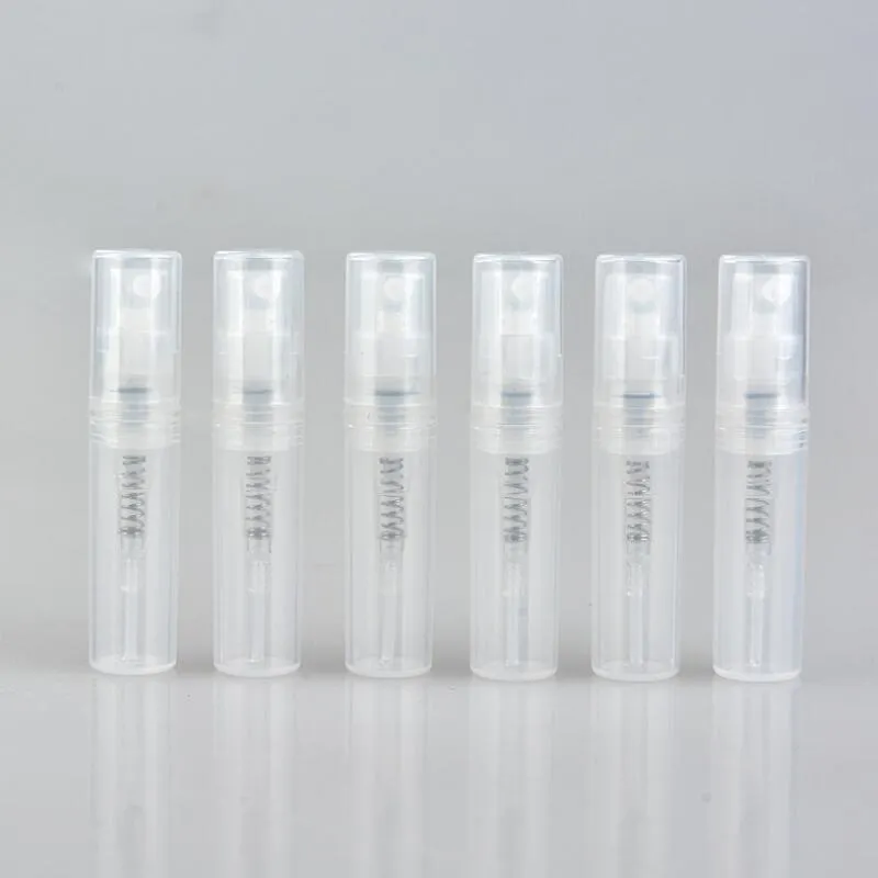 Flacone di profumo trasparente monouso in plastica da 2/3 ml Flacone spray riutilizzabile Atomizzatore Contenitore per lozione vuoto