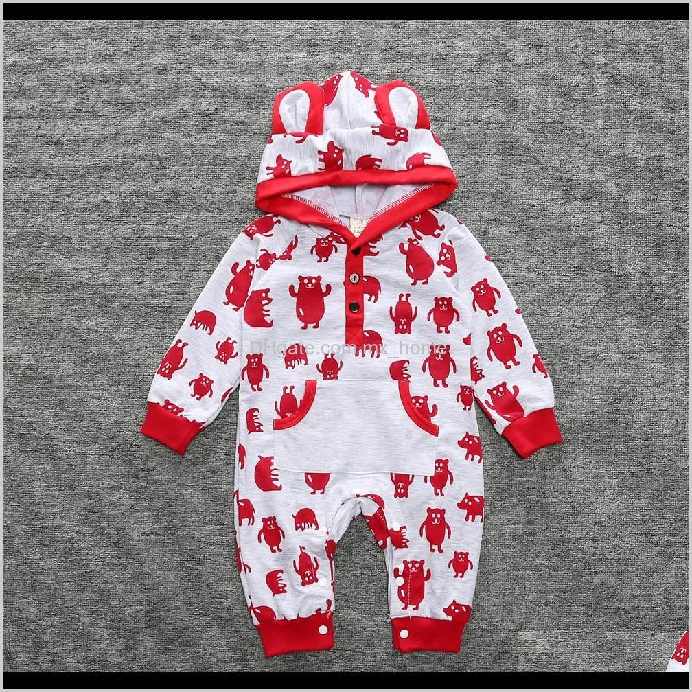 new newborn toddler infant baby girl boys hooded romper jumpsuit playsuit long sleeve clothes cartoon ear warm outfit