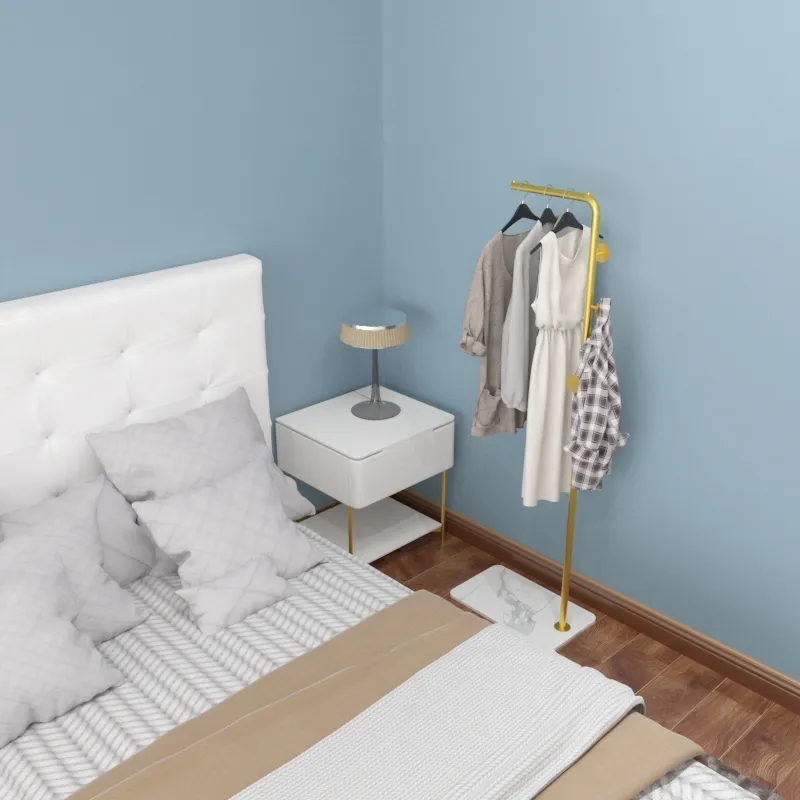 Schlafzimmermöbel Nordic Marmor Kleidung und Hüte Boden hängen Kleidung Schlafzimmer Haushalt vertikal einfach Licht Luxus Regal Gold279E