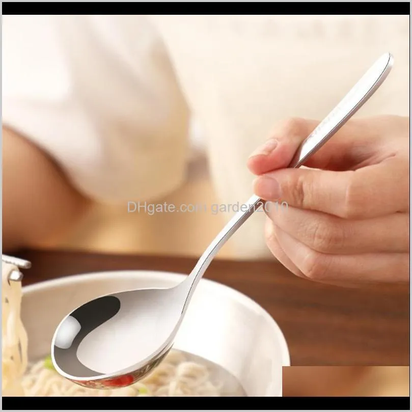 heavy duty durable drinking long handle household kitchen utensils tableware noodles stainless steel soup spoon accessories deep