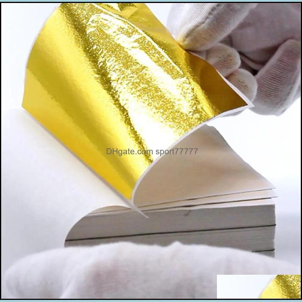 New Home 9x9cm 100 Sheets Practical K Pure Shiny Gold Leaf for Gilding Funiture Lines Wall Crafts Handicrafts Gilding Decoration