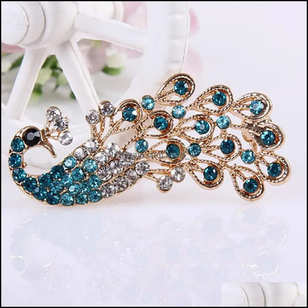 Pins Brooches Jewelry Fashion Women Shiny Fl Rhinestone Hollow Peacock Brooch Pin Wedding Drop Delivery Ng27M From Sport 1 3.97 DHgate.Com