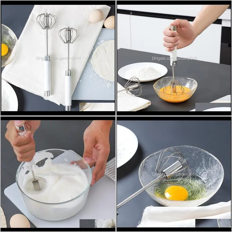 stainless steel pressed egg beater rotating egg whisk milk frothier egg yolk white mixer blender wb2686