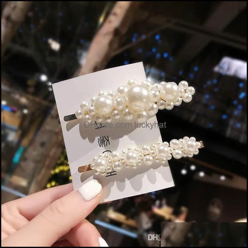 New Fashion Wedding Pearl Hair Clips For Women Girls 2PCS/Set Handmade Imitate White Pearl Hairpins Hair Barrette