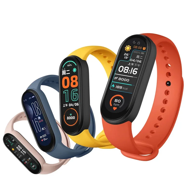 M6 Sports Bracelet Pulseiras Smart Watch Watch Men Fitness Rastreador feminino Freq￼￪ncia card￭aca Press￣o arqueada ￠ prova d'￡gua para Android iOS Band 6