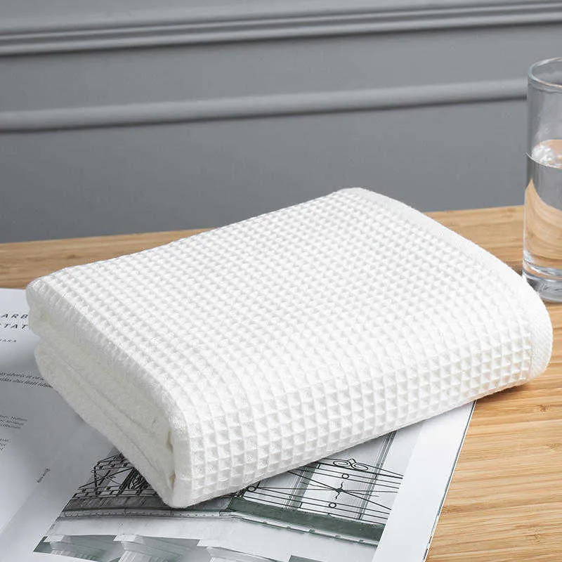 Asciugamano in cotone per la casa per adulti Soft Waffle Set di asciugamani per la doccia da bagno super assorbente Asciugamano per la cura del viso scozzese tinta unita 210611