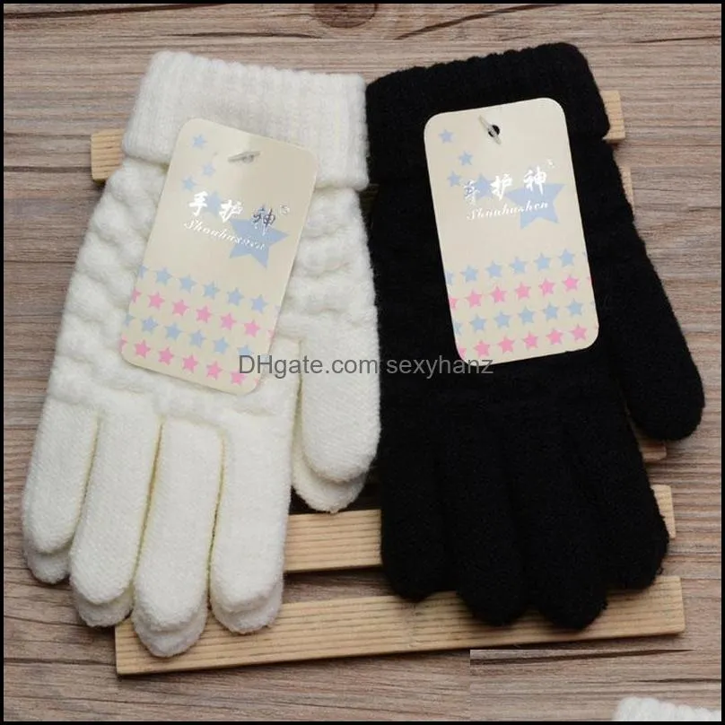 New Fashion Kids Thick Knitted Gloves Warm Winter Gloves Children Stretch Mittens Boy Girl Infant Solid Guantes Hand Accessories1