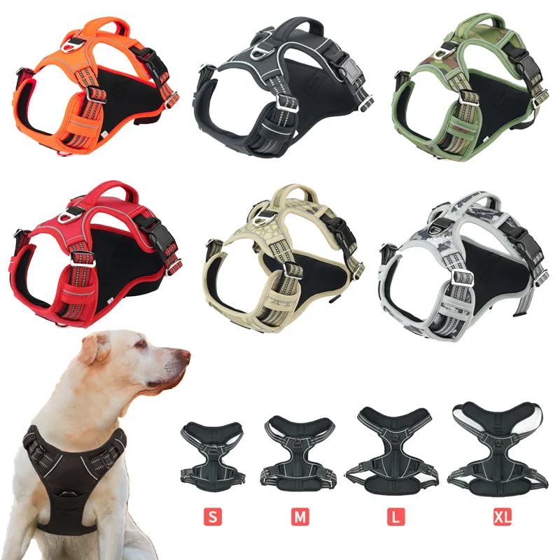 Dog Harness No-Pull Nylon Pet Adjustable Soft Padded Cat Vest Reflective Easy Control Handle for Small Large Dogs