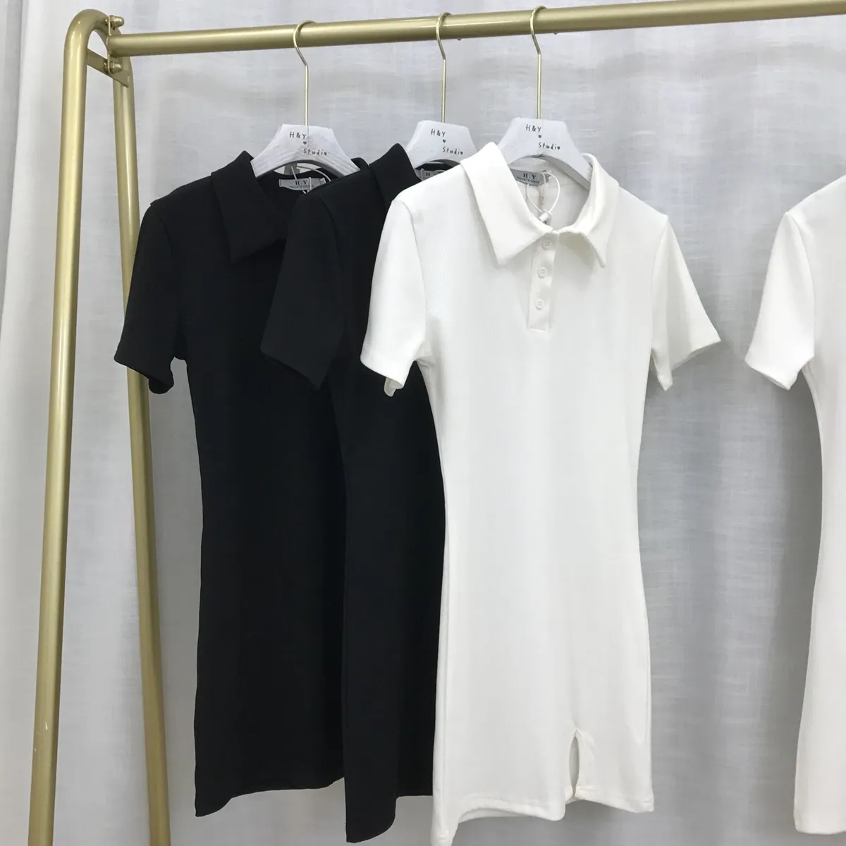 Summer Mini Dress - Casual Short Sleeve Slit Dress, Sexy