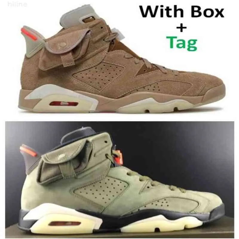 Melhor qualidade TS x 6 British Khaki Cactus Jack Tênis de basquete de camurça verde militar masculino feminino 6s TS Glow In Dark 3M reflexivo tênis esportivo