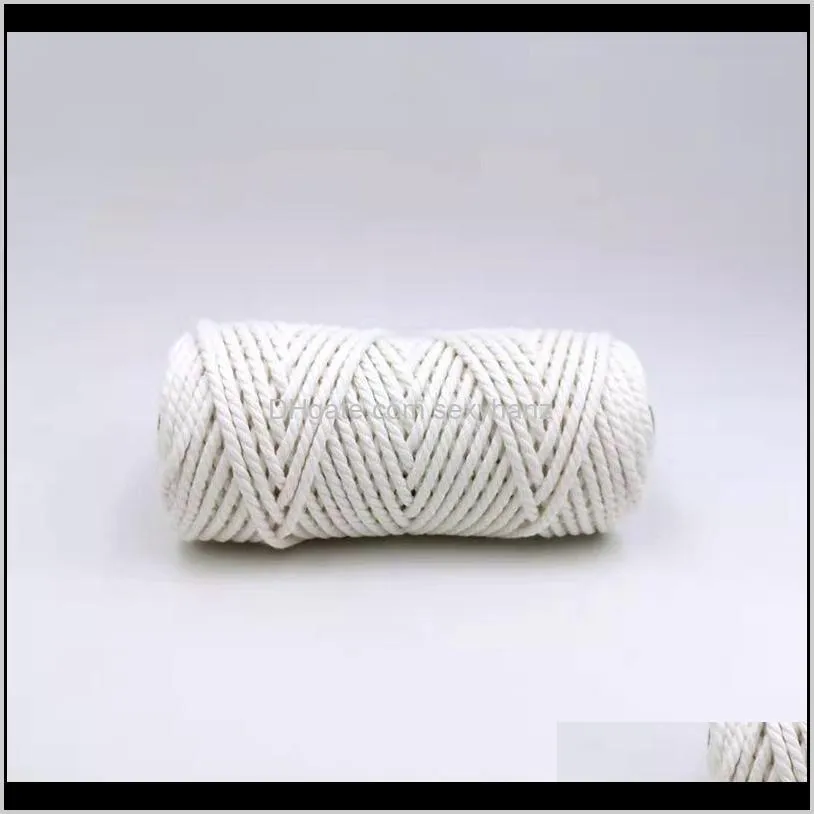 100% cotton 4mm macrame cord colorful cord rope twisted craft string diy home textile wedding decorative supply 54 yards
