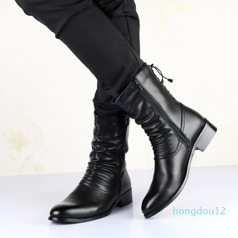 2021 Winter Shoes Men Soft Leather Fashion Male Military Boots Pointy Toe 7#20/20e50