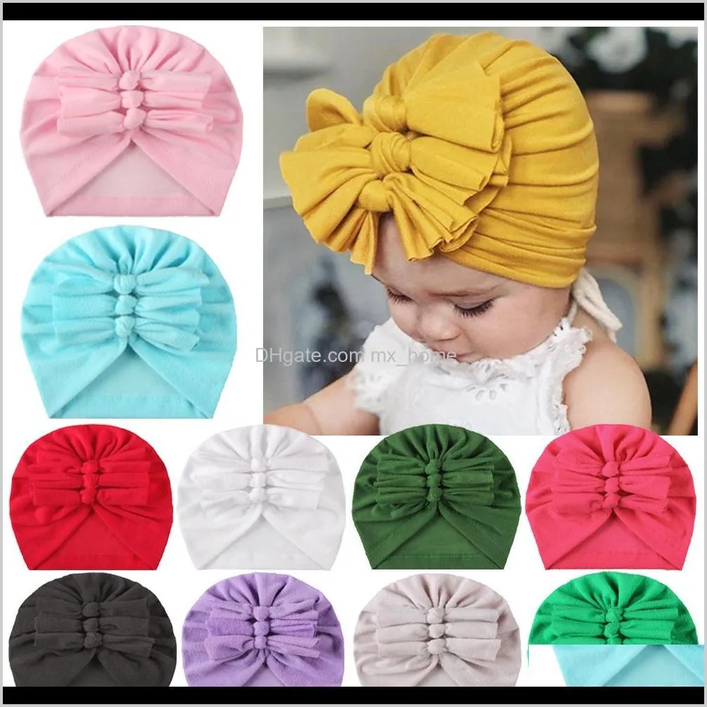 Baby Kids Drop Production по материнству 2021 Девушки Caps Hotte Blucting Bow Baby Turban Born Chats 11 Цвета Голова Обертывает Аксессуары для волос Младенческая Шляпа