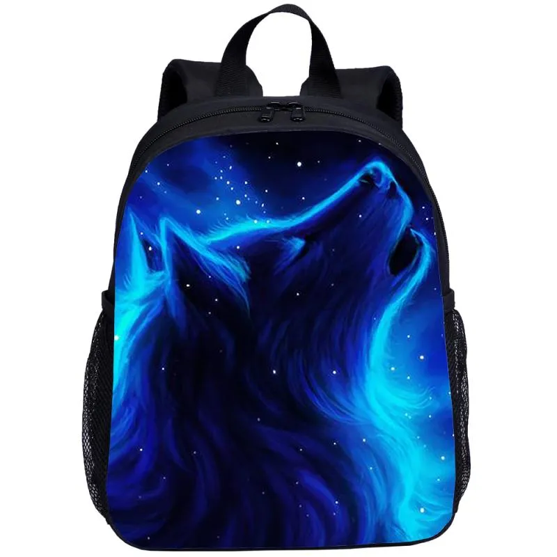Night Wolf 3D Printed Mini Backpack With Laptop Compartment For