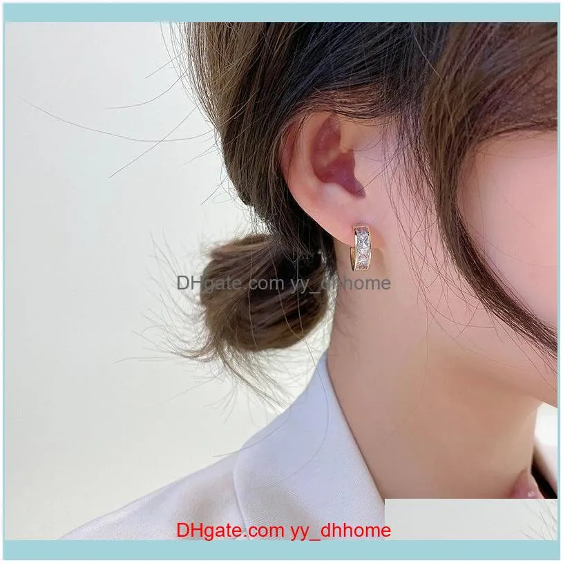 Hoop & Huggie 2021 Arrival Trendy Temperament Crystal Simple Round Earrings For Women Fashion Gold Metal Jewelry Gifts