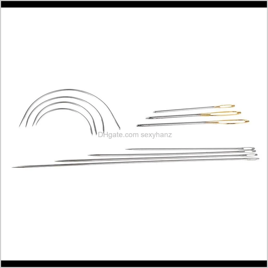 개념 도구 의류 드롭 배달 2021 11 조각 가죽 수리 공예품을위한 강철에있는 스틸 스팅 된 자체 스레딩 핸드 재봉 바늘 d