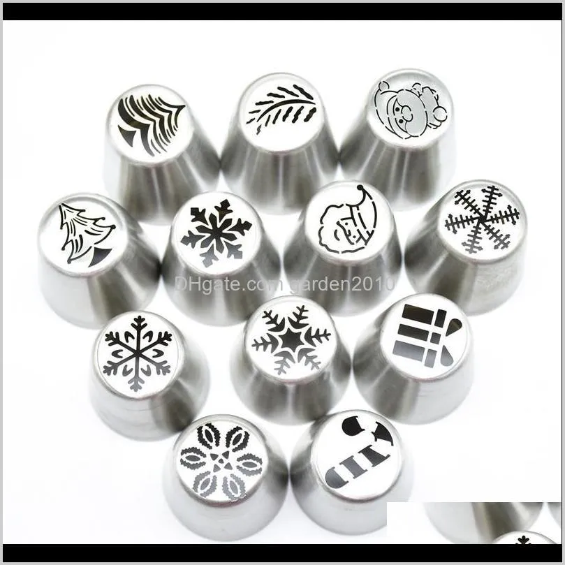 christmas design icing piping tips stainless steel russian nozzles bakeware cupcake cake decorating pastry baking tool cream model