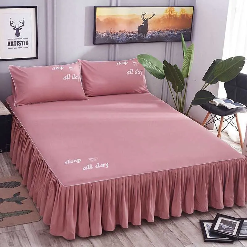 Wostar Nordic Sólido Cama de Cama de Capa Coleitas Verão Suave Comfort Bedding Set Luxo Home Têxteis Única Rainha Dupla Rei 210626