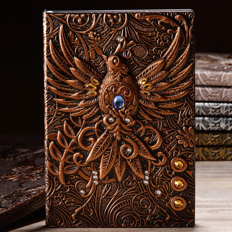 Embossed Vintage Notebook Retro Phoenix Leather Diary Notepad Hardcover Travel SketchBook Desktop Dekoracja KDJK2104