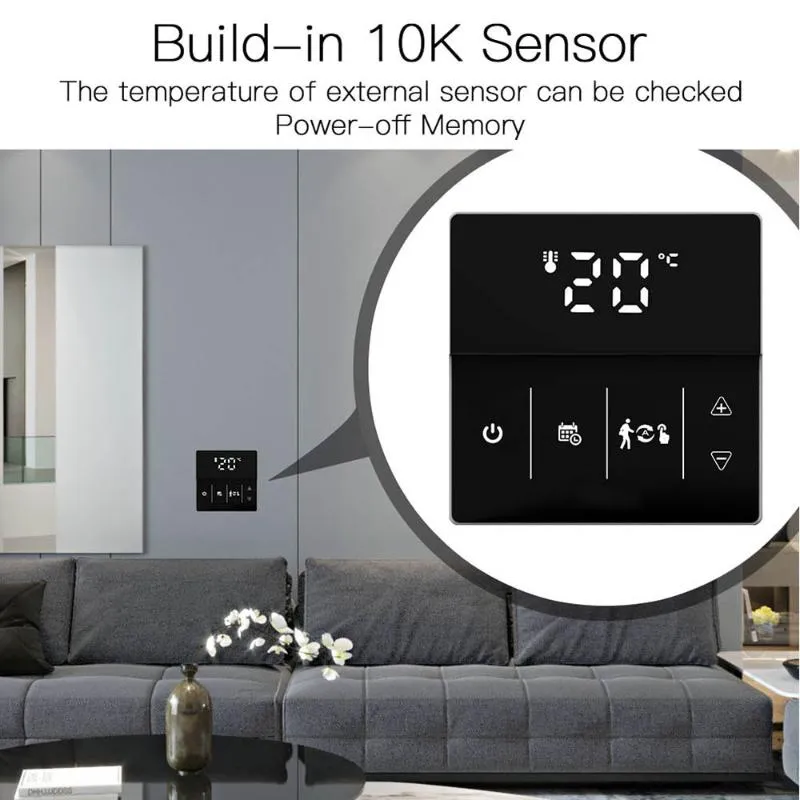 Smart Home Control WiFi Termostat Controller för elektrisk golvvärme 16A Touch App / Voice Compatible Google Hem / Alexa