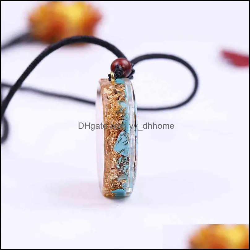 Orgonite Pendant Natural Turquoises Reiki Healing Energy Generator EMF Radiation Protection Necklace Jewelry 220121