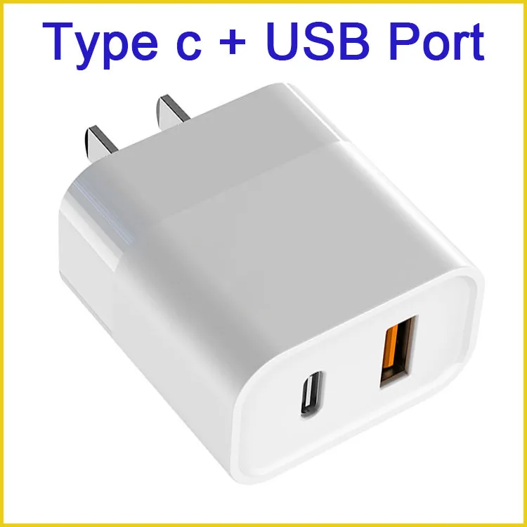 Caricabatterie da muro con uscita a doppia porta USB di tipo C da 2,1 A per il nuovo iPhone 12 13 Pro Max Power Adapter Poly Bag