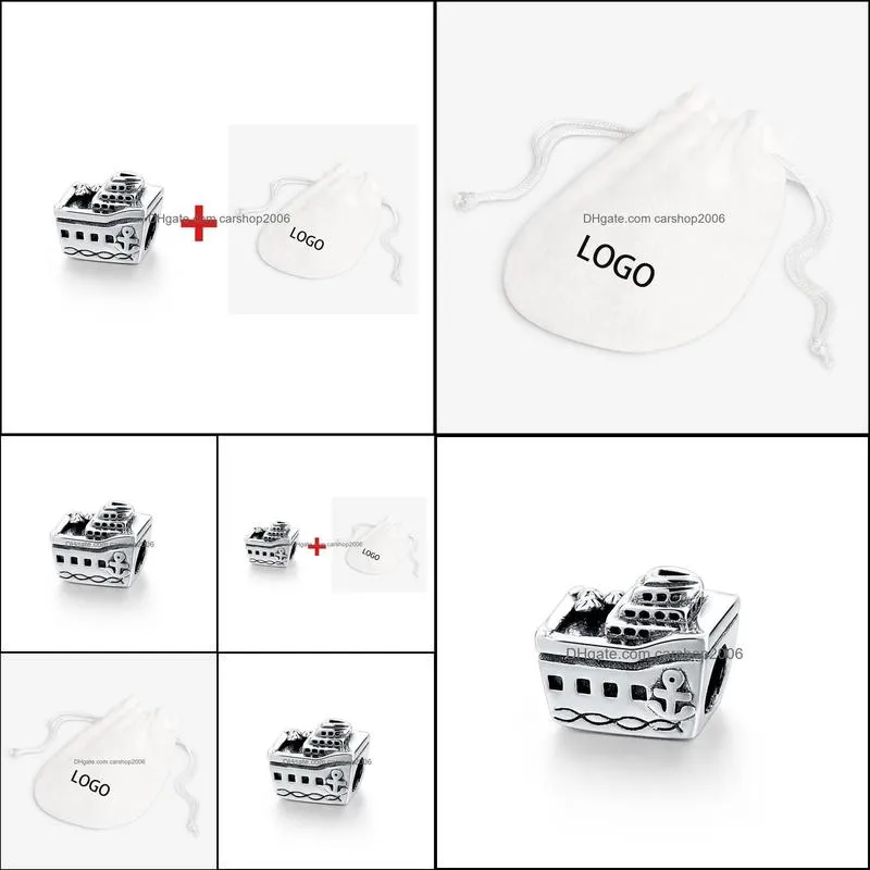 100% 925 Sterling Silver Little Cruise Ship Charms Fit Original European Charm Bracelet Fashion Women Wedding Engagement Jewelry