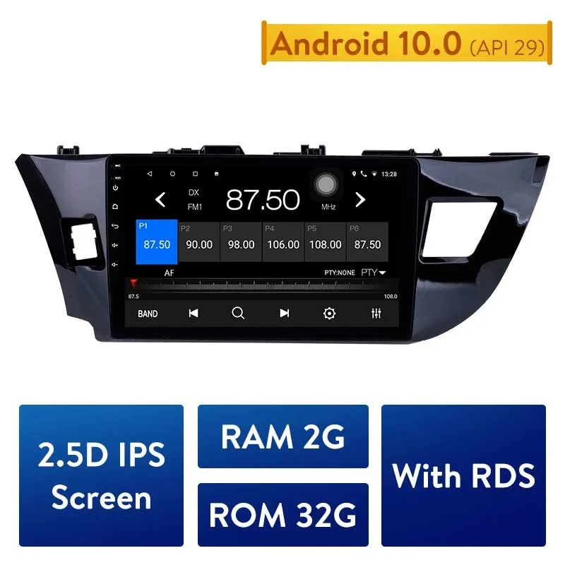 2.5d IPS Double Din Car DVD GPS Odtwarzacz Navi na 2013-2015 Toyota Corolla Android 10.0 Stereo Radio Multimedia Head Unit WiFi