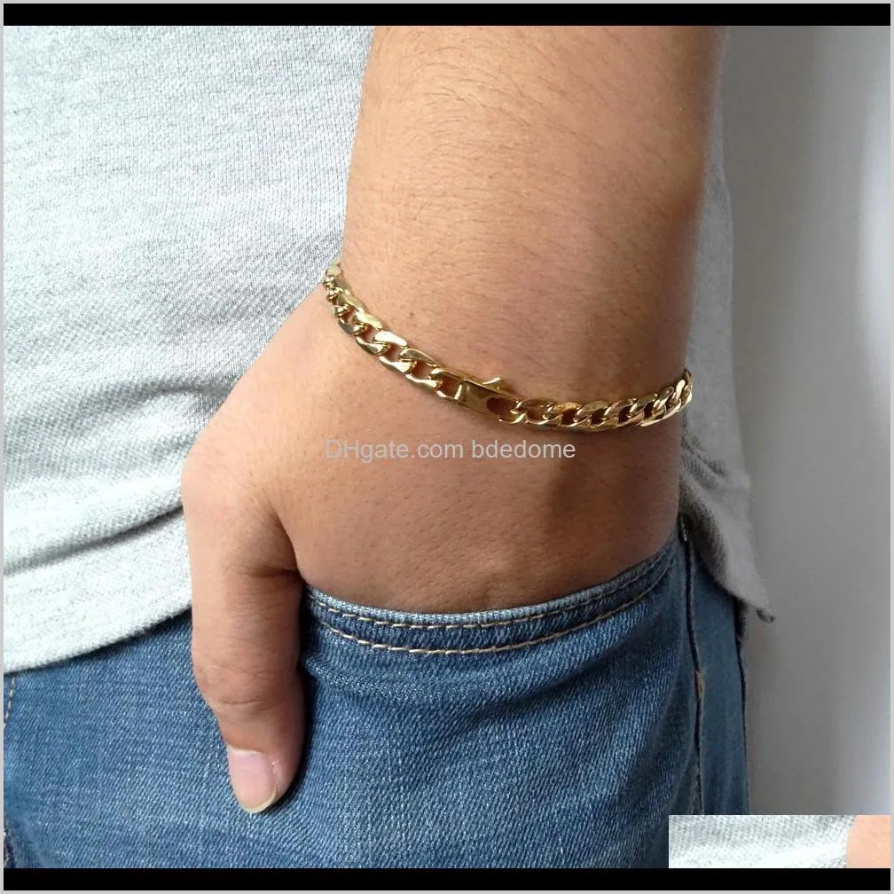 100% stainless steel bracelet men retro jewelry 18k gold plated t and co curb cuban chain 6/8/12 mm width 8