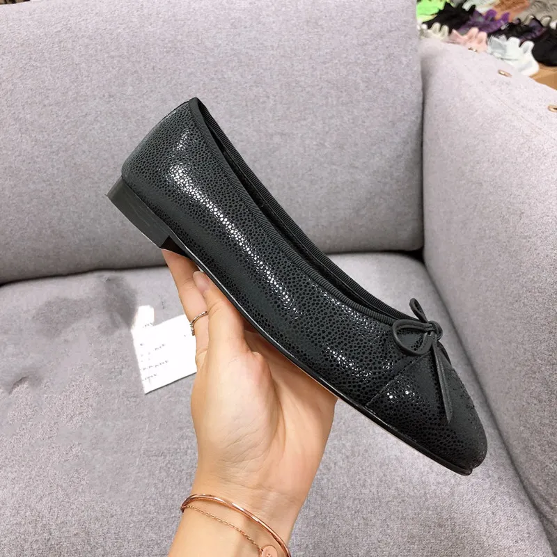 2021Women`s shoes lulu af1 flat bottom multifunctional shallow mouth temperament ballet bow small fragrance autumn round head High grade leather sole box size 34-42