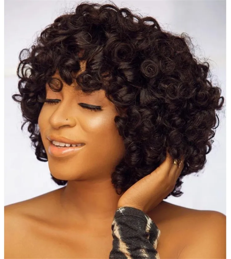 Double Drawn Lace Front Wigs Virgin Remy Bob Wig Human Hair For Black Women Wholesale 250 Densitet Curly Funmi Rose Sprilig Curl Diva11