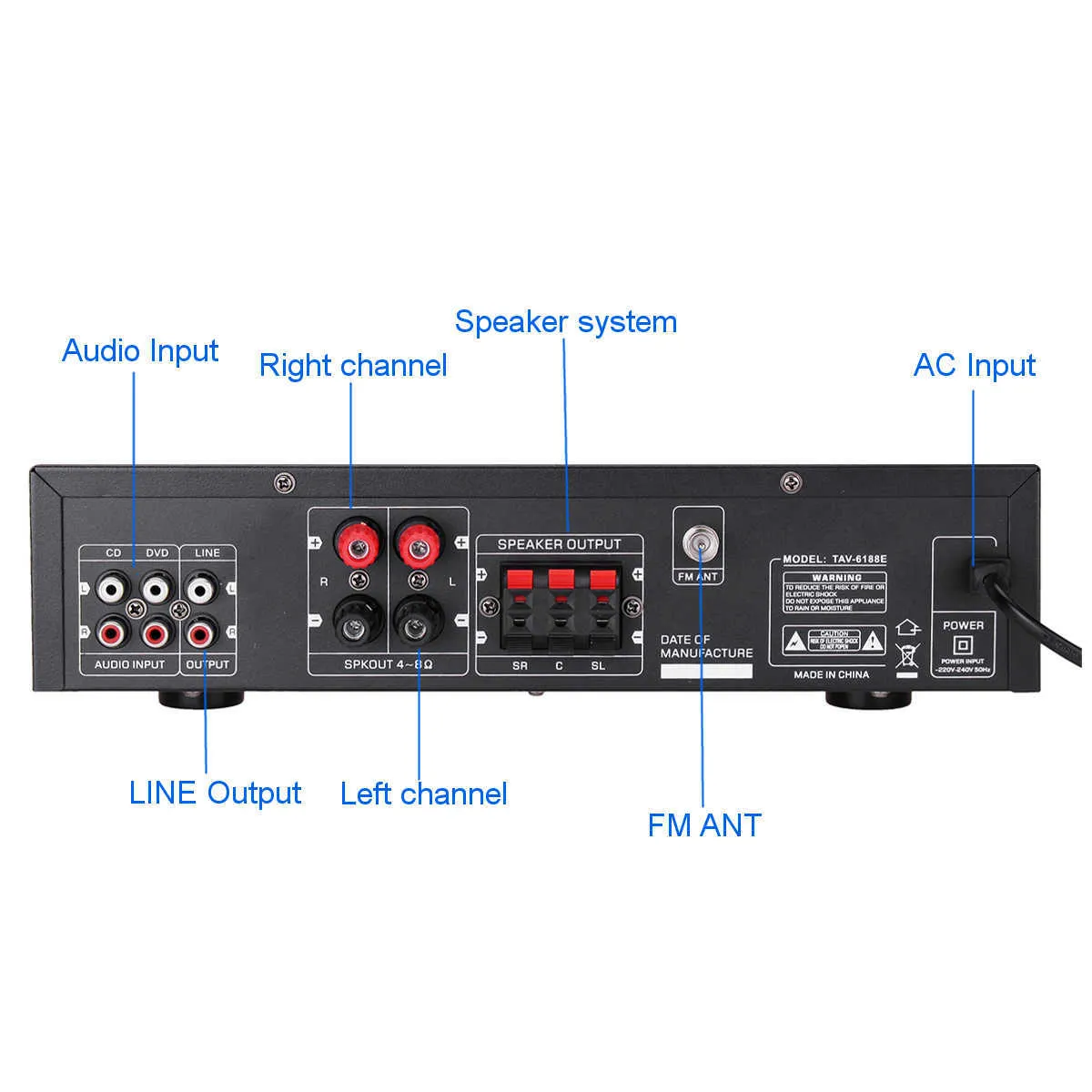 Amplificador de audio digital Amplificador de coche Amplificador de audio  digital 30 W 4CH Amplificador de potencia estéreo universal para MP3 MP4  DVD