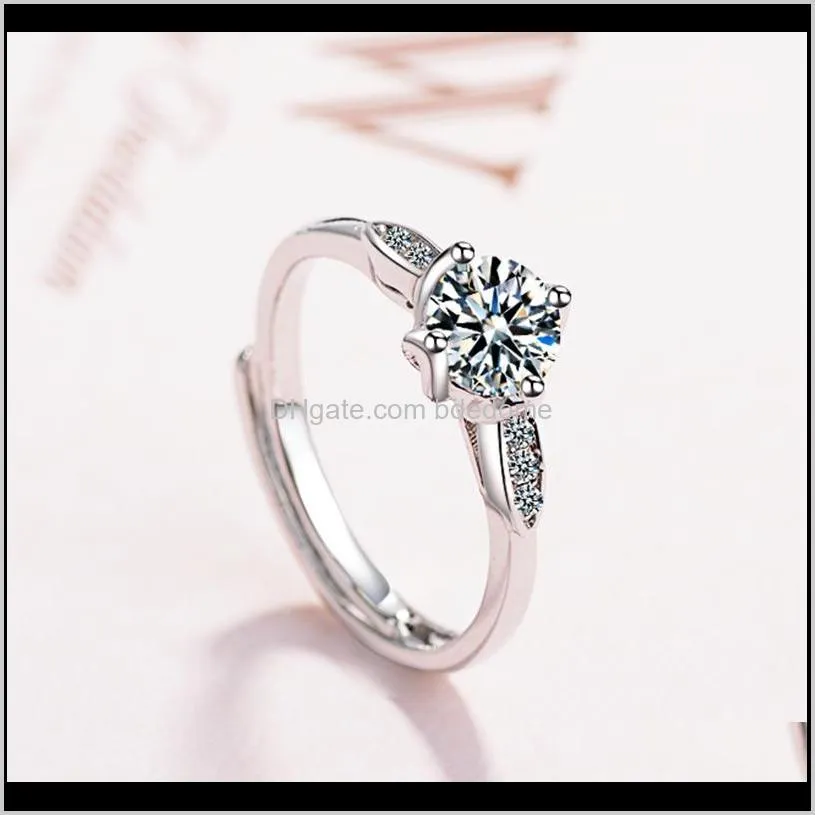 fashion jewelry adjust size ring white flower shape zircon setting with leaf brass meterial imitation rhodium plated for women gift