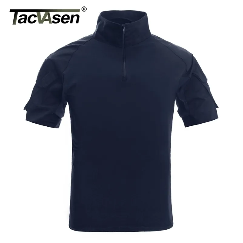 TACVASEN Hommes Camouflage Tactique T-shirts D'été À Manches Courtes Airsoft Armée Combat T-shirts Performance Tops Militaire Vêtements 210409