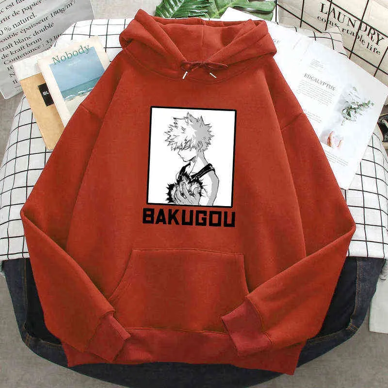 Bakugou Mein Hero Wissenschaft Hoodies Mens Casual Lose Sweatshirts 2021 Mode Lässige Hip Hop Streetwear Mit Kapuze Tops Herren Pullover H1227