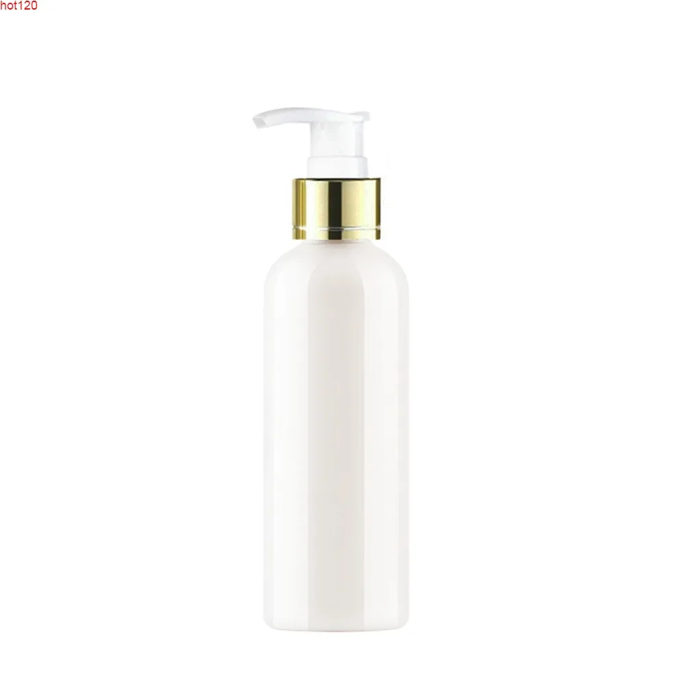 30X100ml 150ml 200ml 250ml lotion pour le corps blanc crème col or pompe bouteilles en plastique, bouteille de shampoing blanc, contenant cosmétique PETbonne quantité