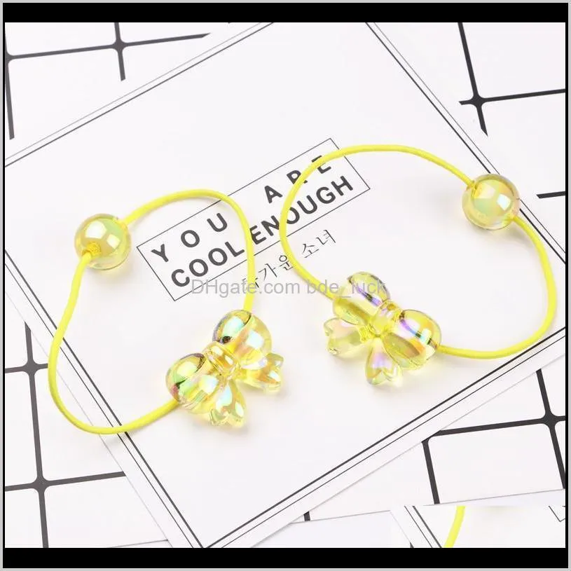 2 PCS New Acrylic Butterfly Ball Hair Circle Elastic Hair Bands Handmade Women Barrette Girls Accessories